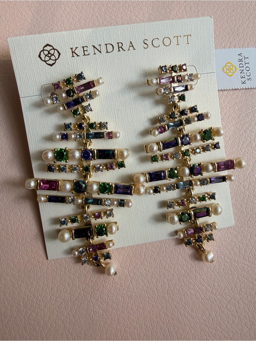 NWT Kendra Scott Madelyn Statement Earring in Gold Multi Mix